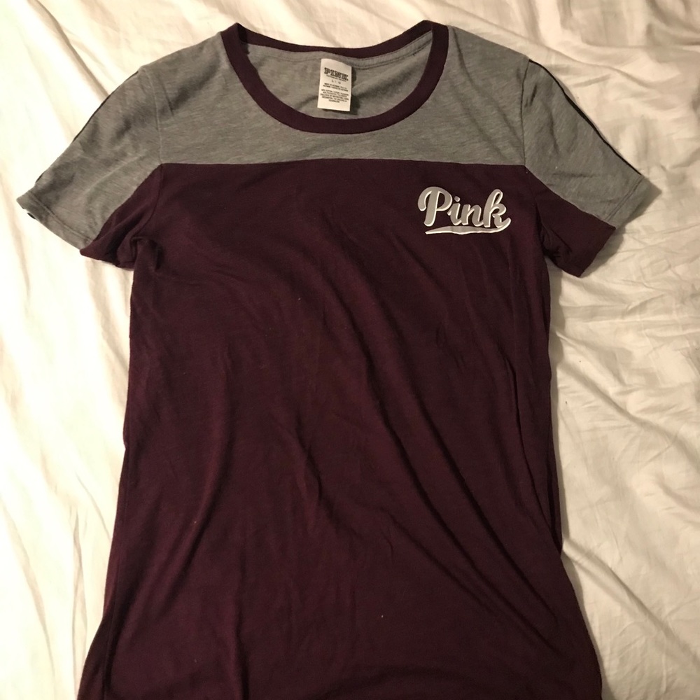 Victoria Secret PINK Maroon and Gray Tee